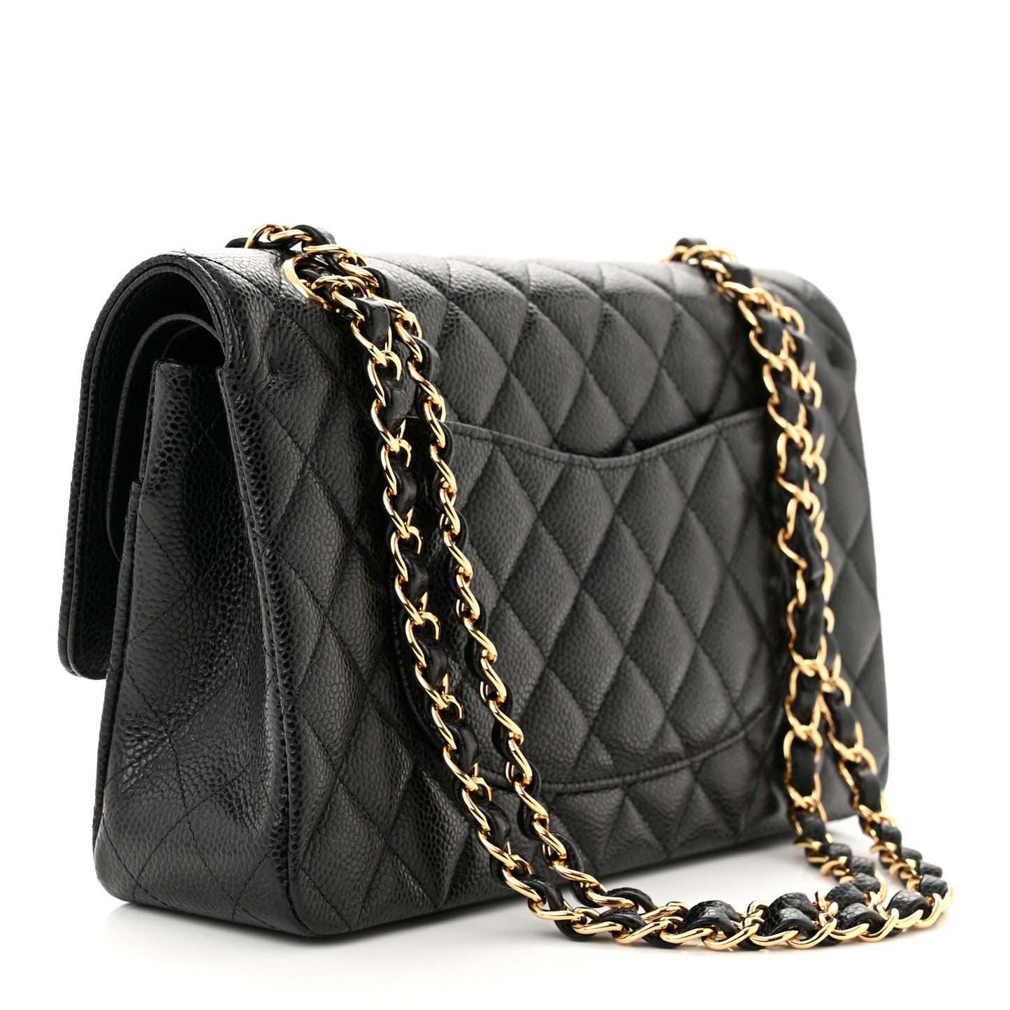 Caviar Quilted Medium Double Flap Black