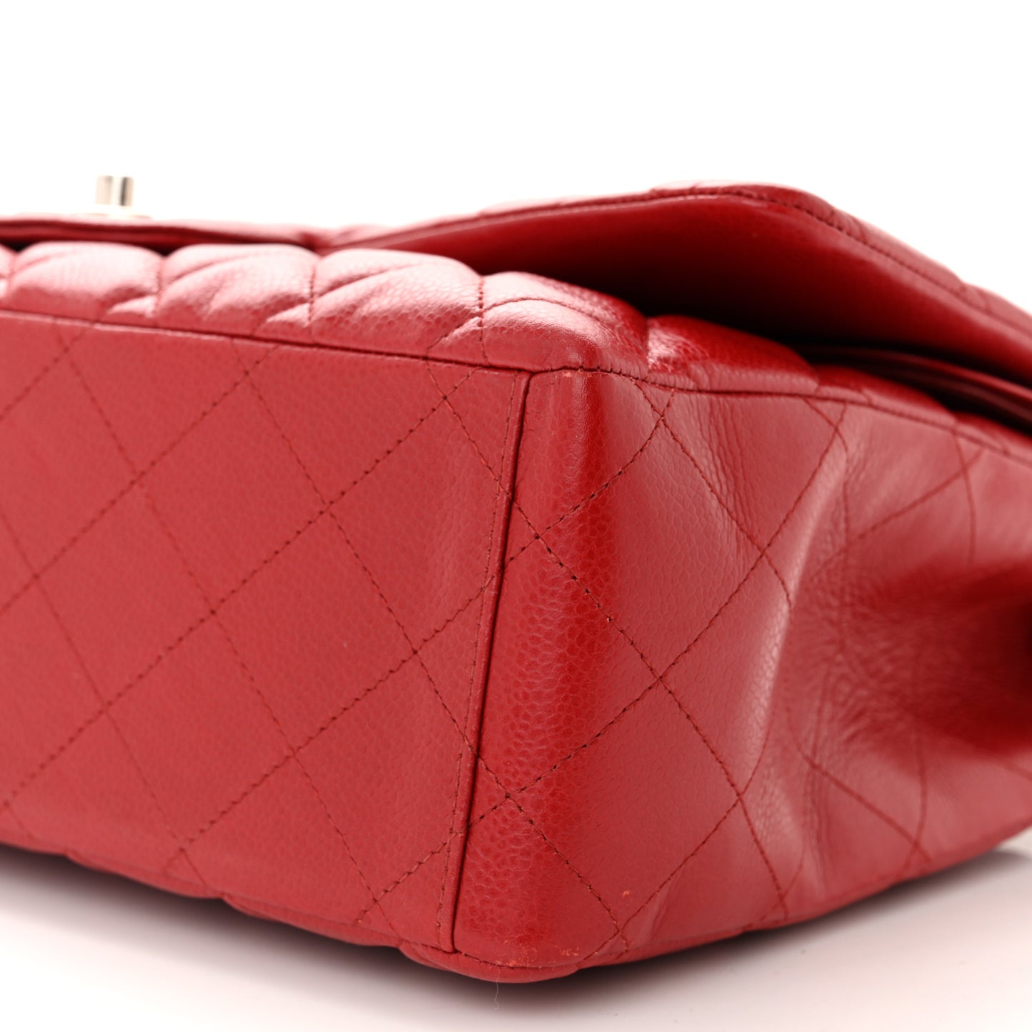 Caviar Quilted Maxi Double Flap Dark Red
