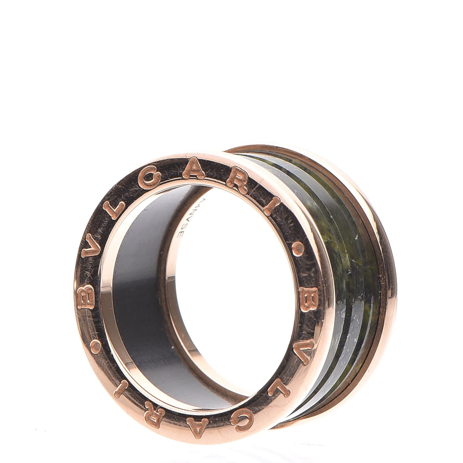 Bulgari 18K Rose Gold Green Marble B.Zero1 Ring 57 8 4 of 6