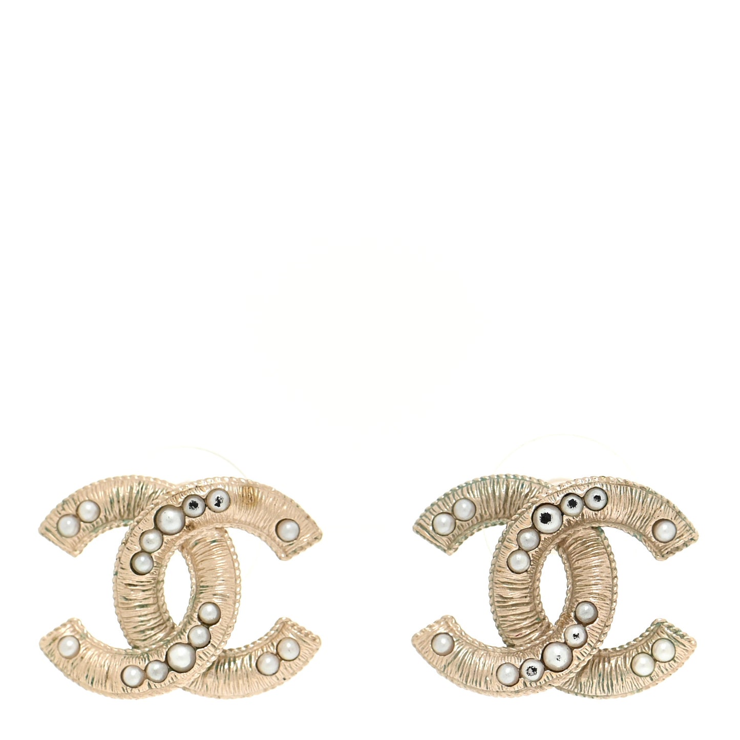 Pearl Textured CC Earrings Gold