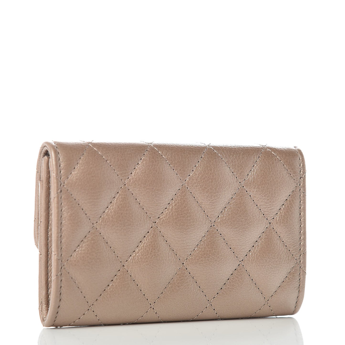 Metallic Calfskin Quilted Reissue Card Holder Wallet Gold