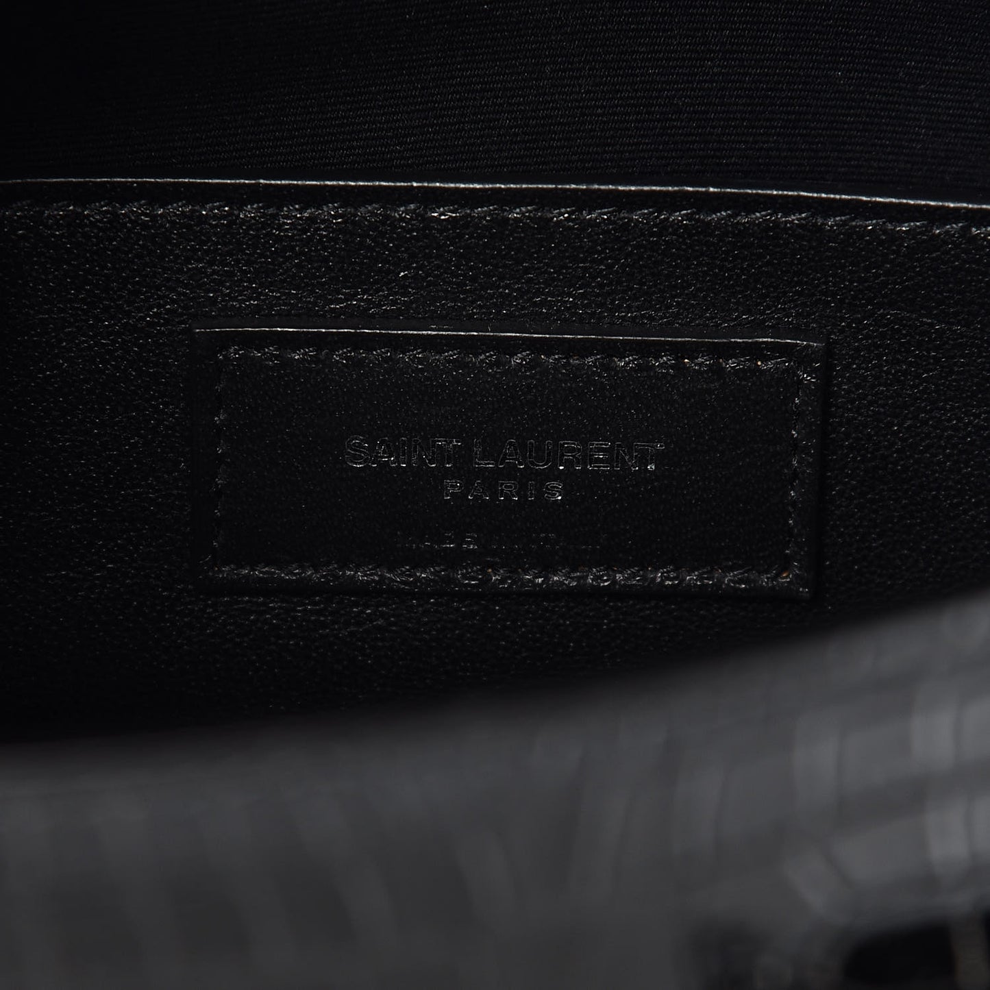 Shiny Calfskin Crocodile Embossed Manhattan Baguette Black