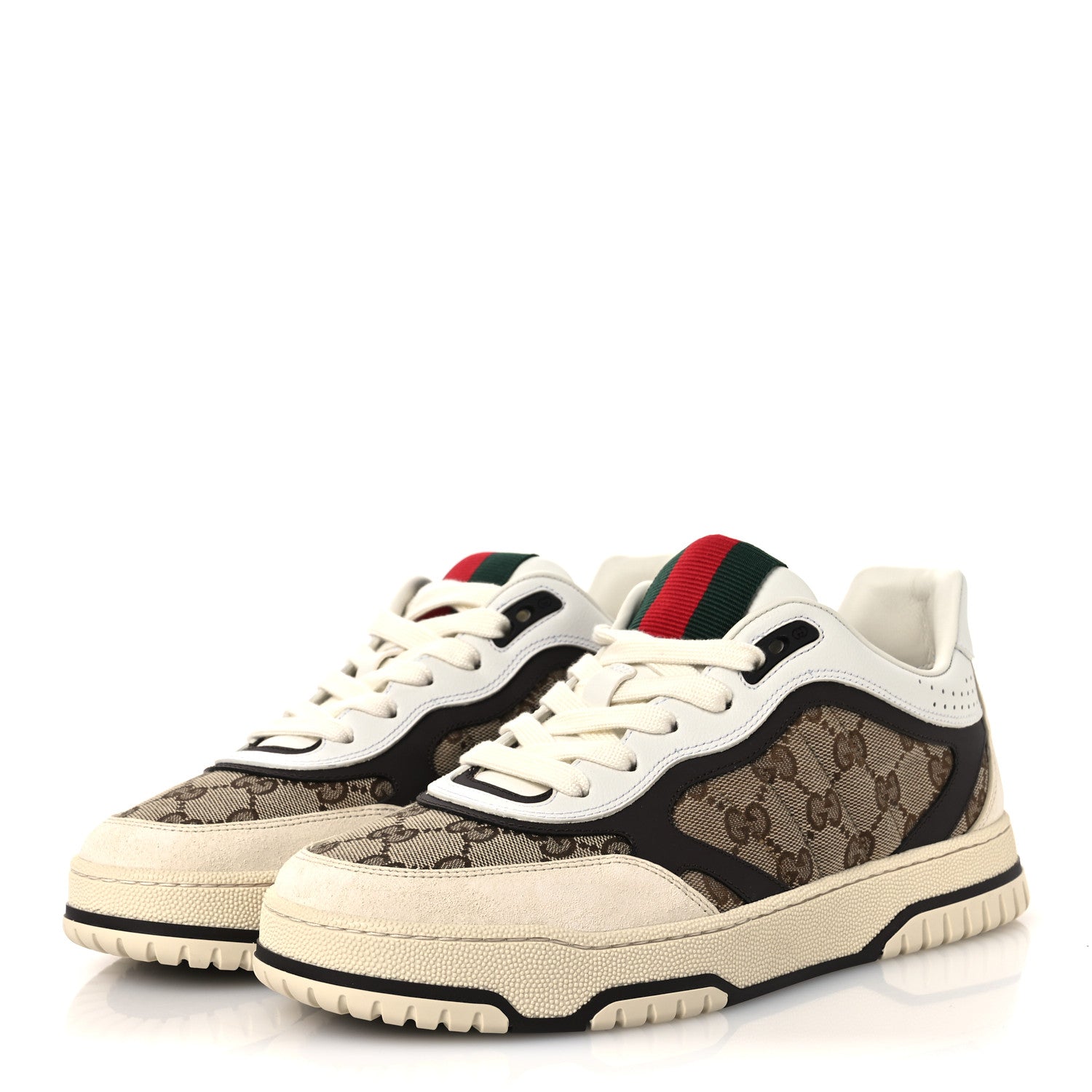 Gucci Monogram Suede Re-Web Sneakers 6 Ivory Beige Ebony 4 of 11