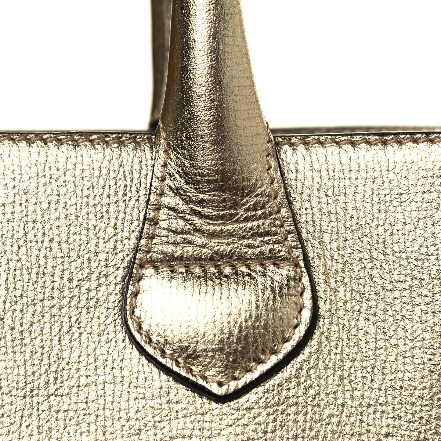 Metallic Grainy Calfskin House Check Medium Banner Tote Gold