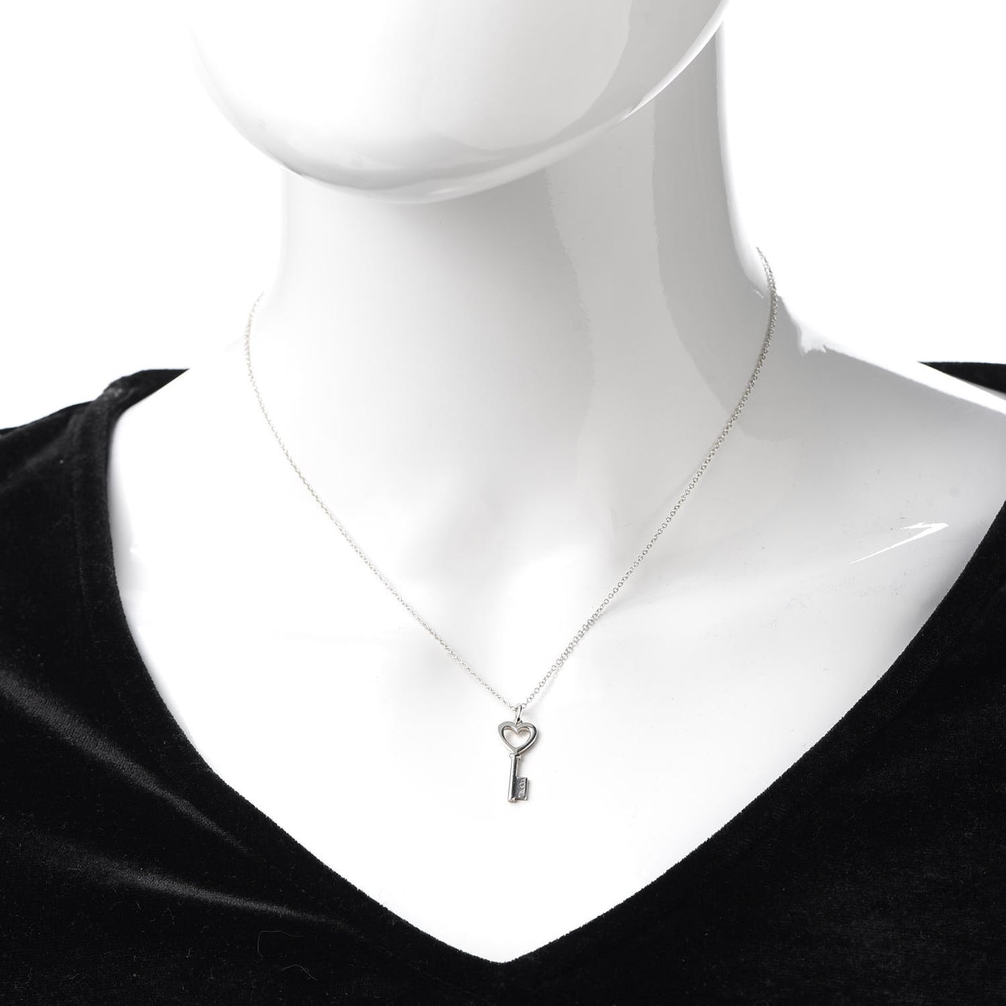 Sterling Silver Mini Heart Key Pendant Necklace