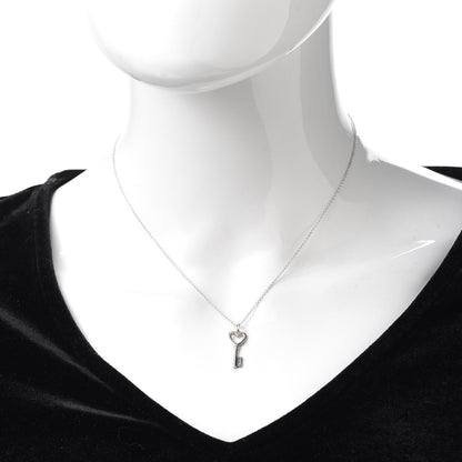 Tiffany Sterling Silver Mini Heart Key Pendant Necklace 2 of 5