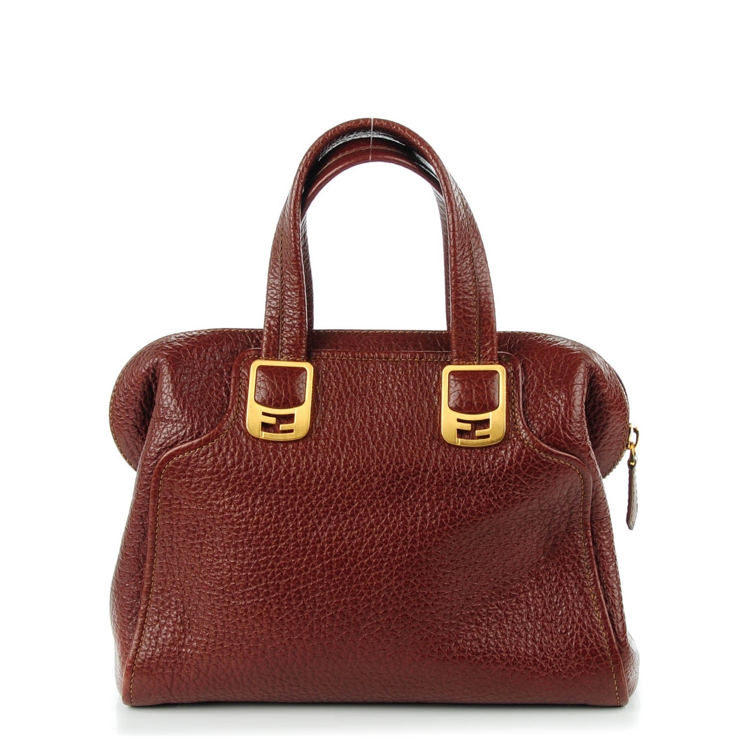 Fendi Pebbled Calfskin Small Chameleon Tote Cognac 1 of 7