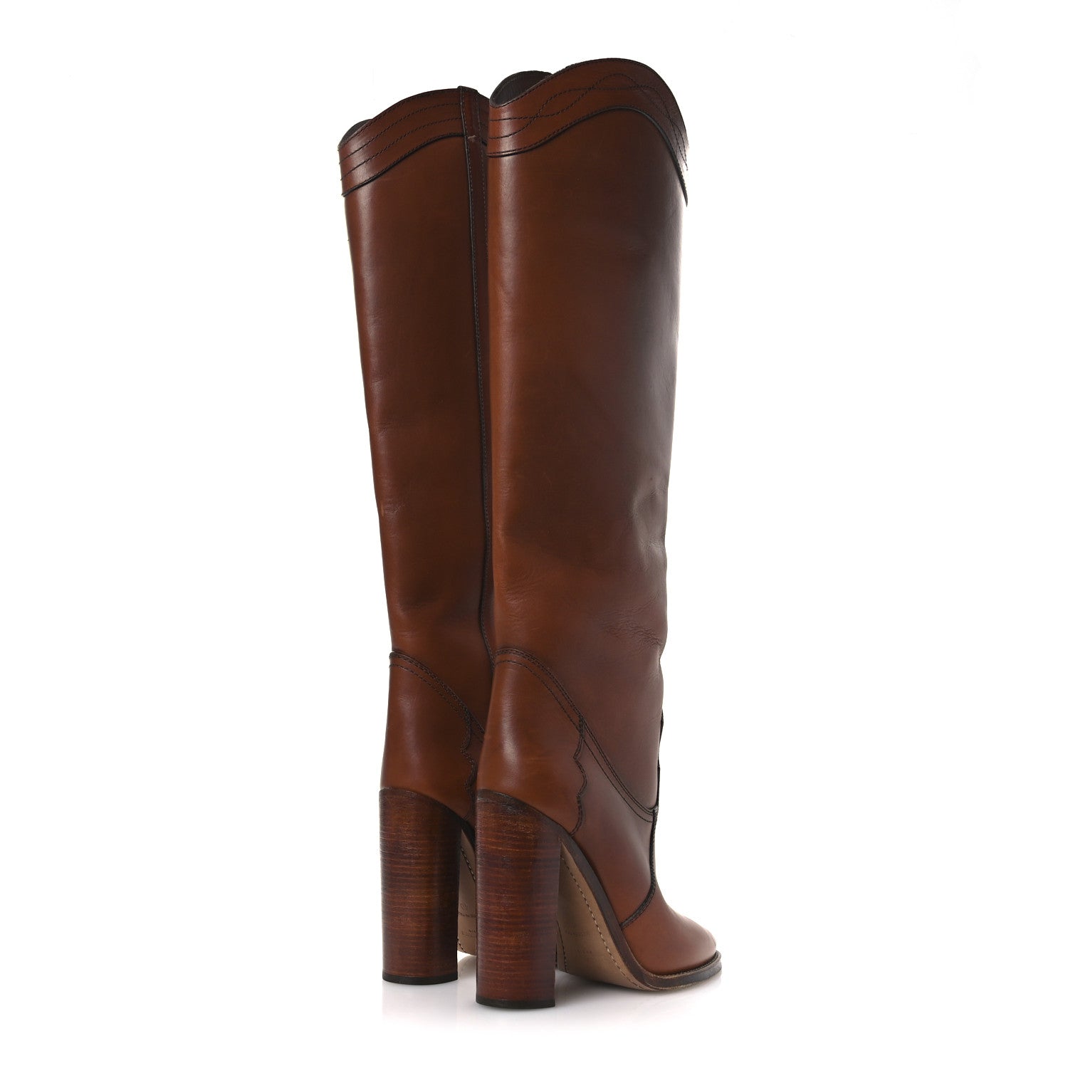 Saint Laurent Kate 105 Western Knee High Boots 40 New Papaya 5 of 14