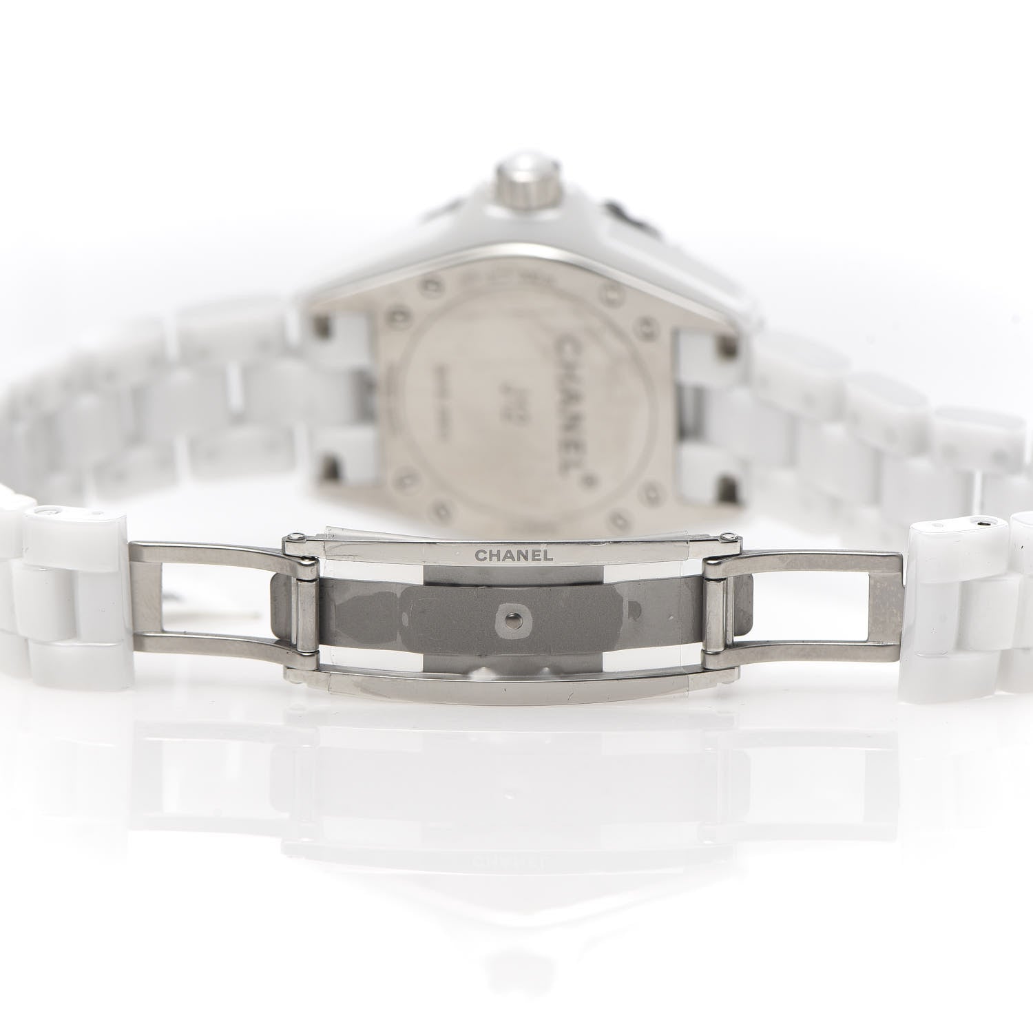 Chanel Stainless Steel Ceramic Diamond Mother of Pearl 33mm J12 Quartz Watch White 6 of 7