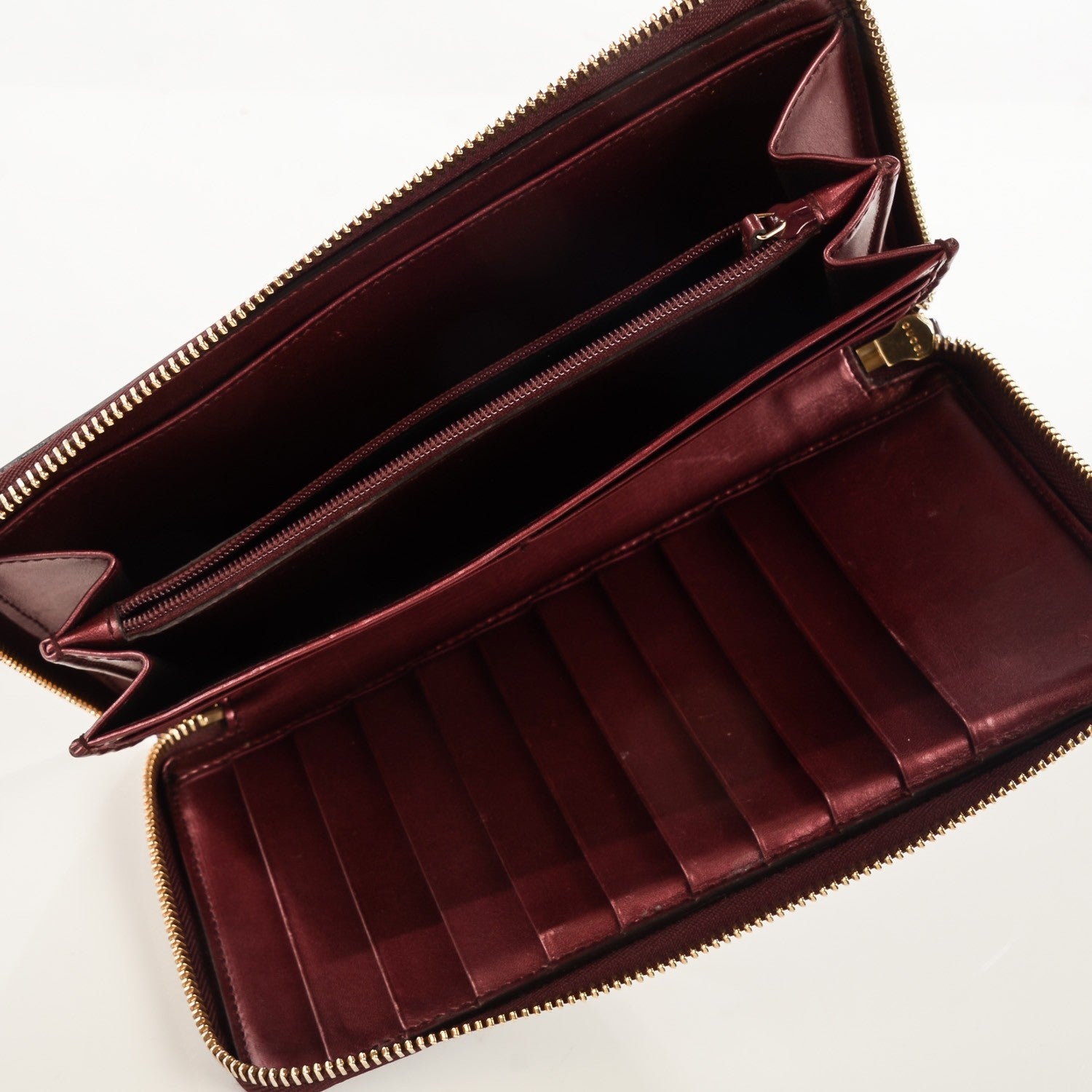 Gucci Patent Guccissima Zip Around Organizer Wallet Bordeaux 7 of 8
