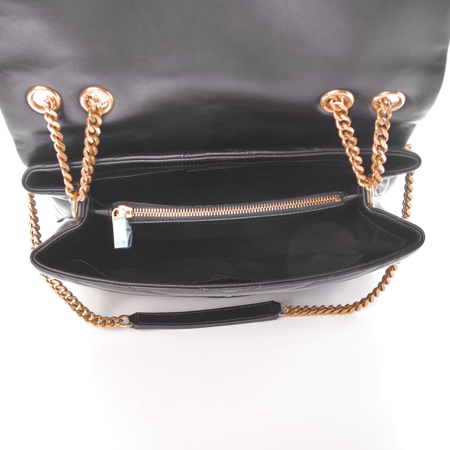 Calfskin Y Quilted Monogram Medium Loulou Chain Satchel Black