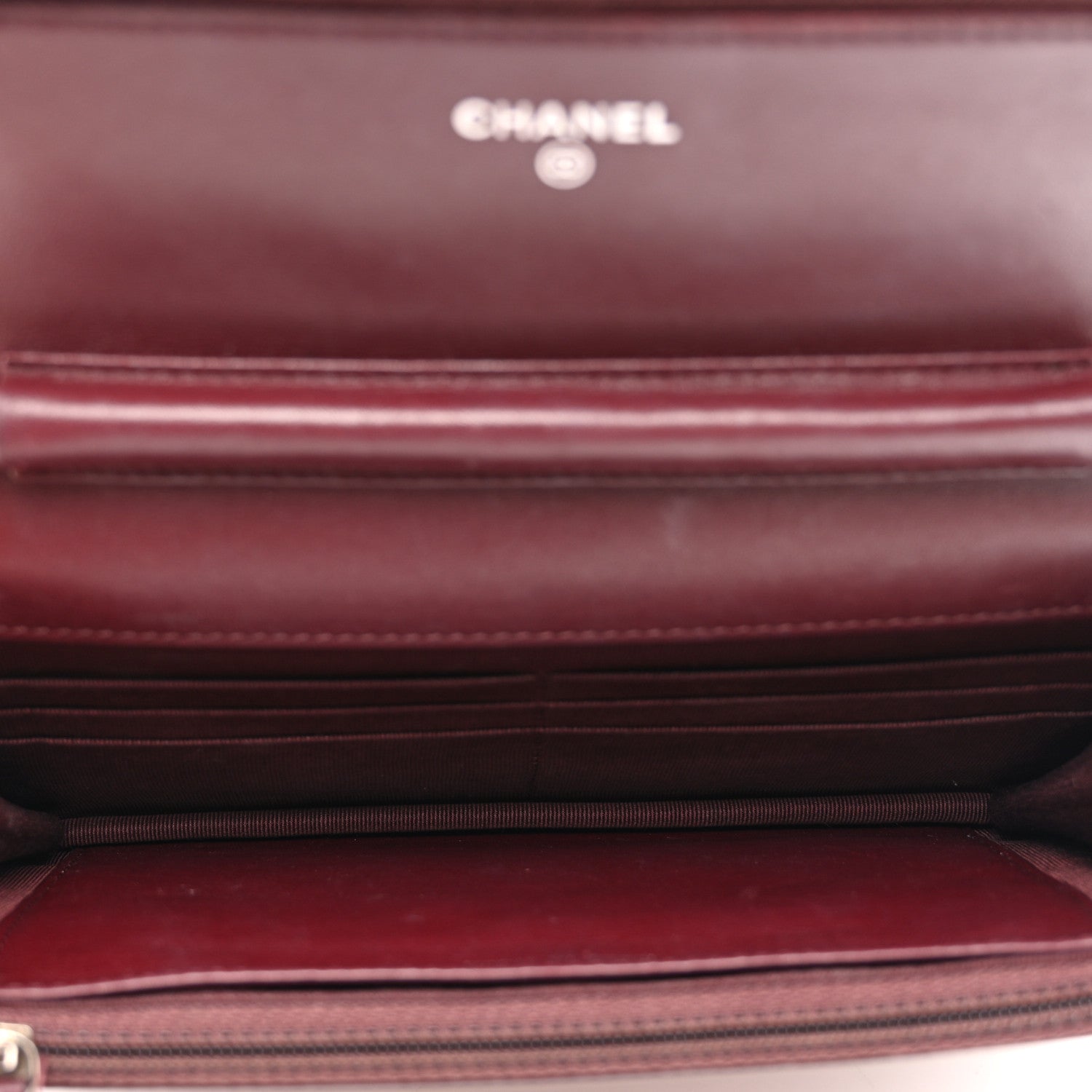 Chanel Metallic Striated Patent Quilted Wallet on Chain WOC Bronze 6 of 13