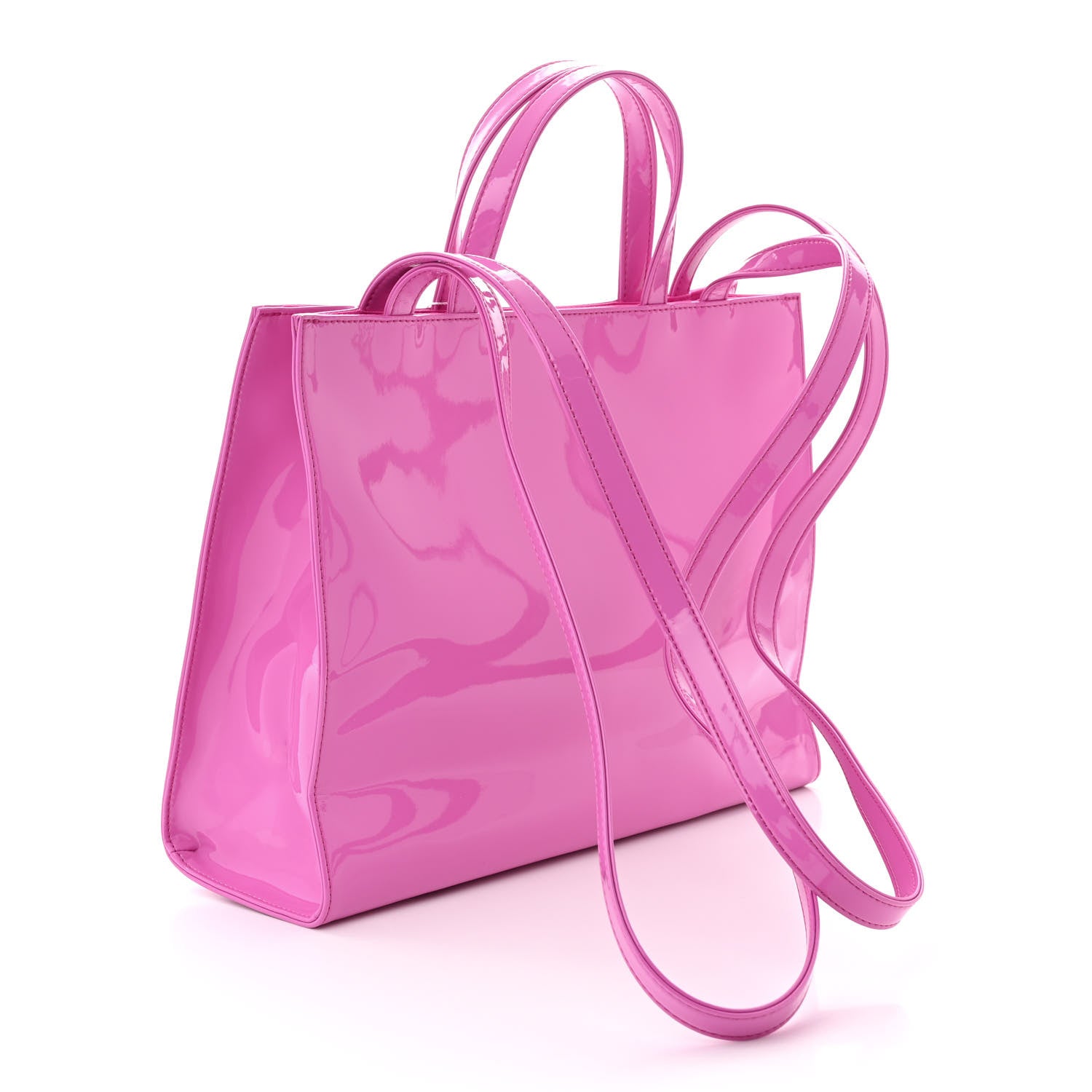 Telfar Patent Vegan Leather Medium Shopping Bag Pink 3 of 10