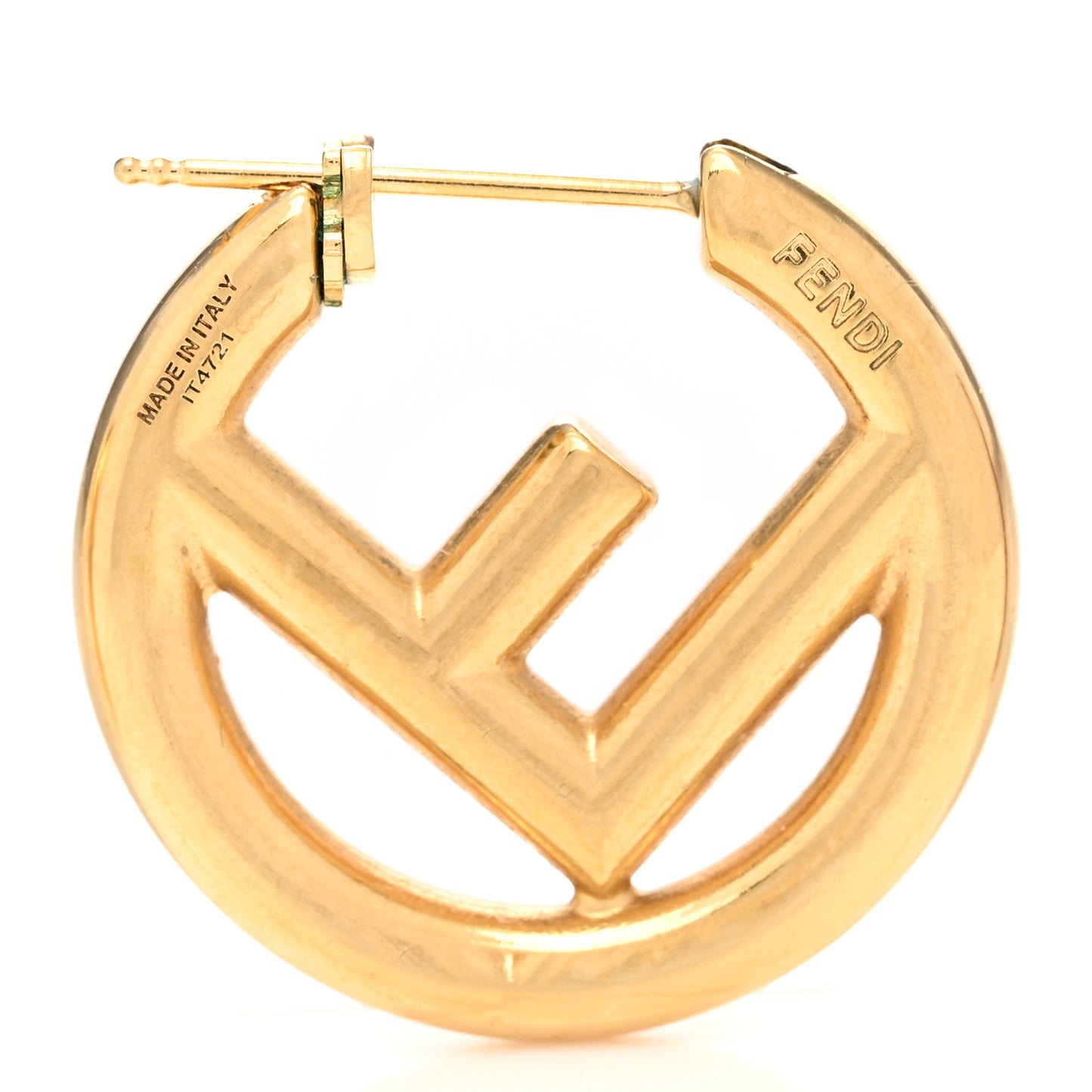 Metal FF Hoop Earrings Gold