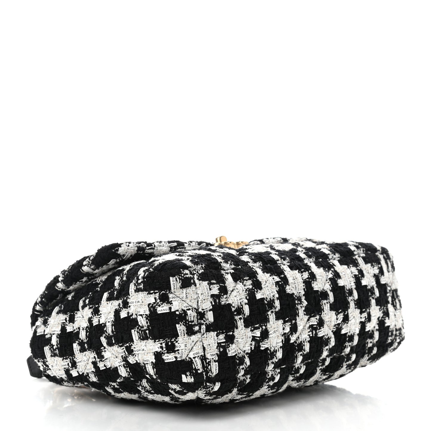 Tweed Quilted Large Chanel 19 Flap Black Ecru White