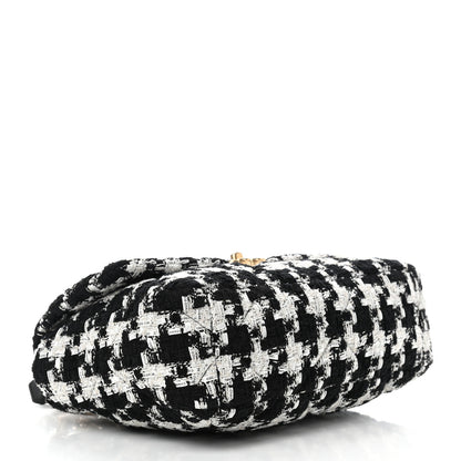 Chanel Tweed Quilted Large Chanel 19 Flap Black Ecru White 4 of 9