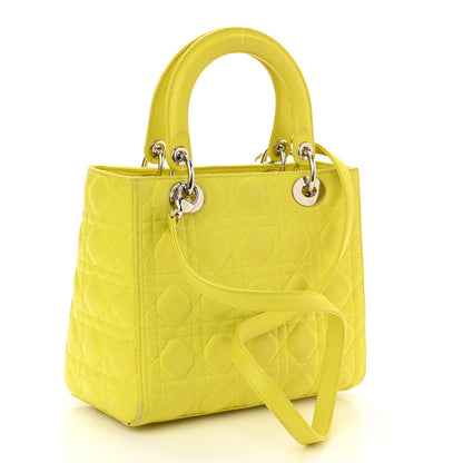 Christian Dior Lambskin Cannage Medium Lady Dior Vert Acid 3 of 18