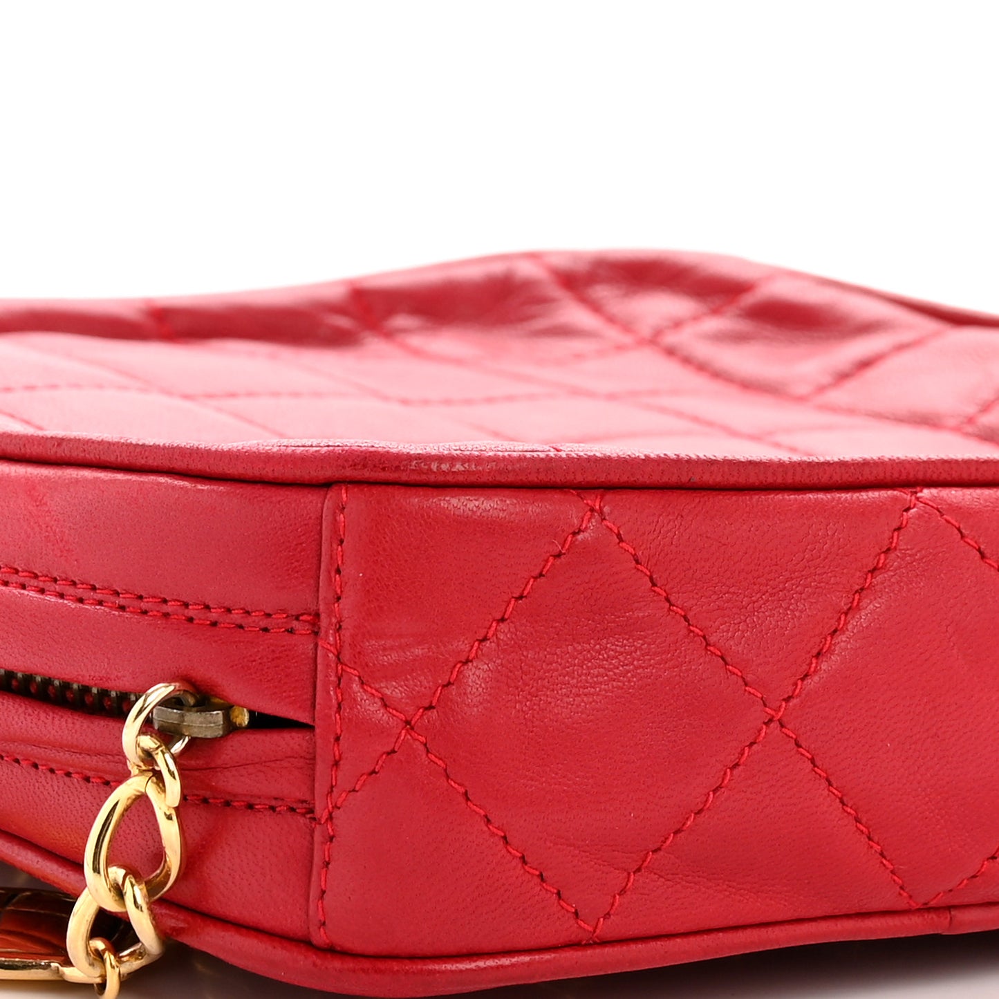 Lambskin Quilted Tassel Clutch Red