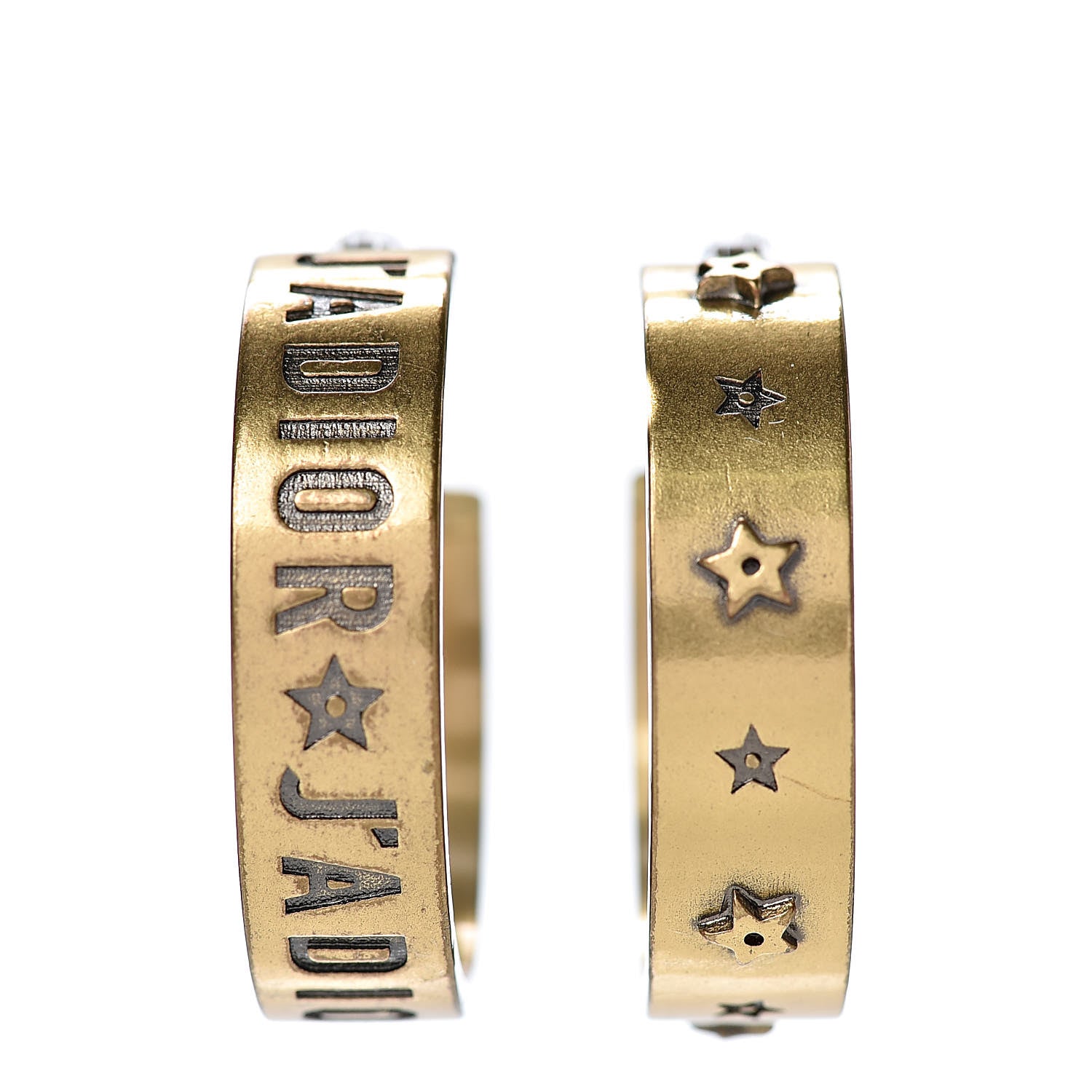 Christian Dior Metal Small J'Adior Star Hoop Earrings Aged Gold 1 of 4