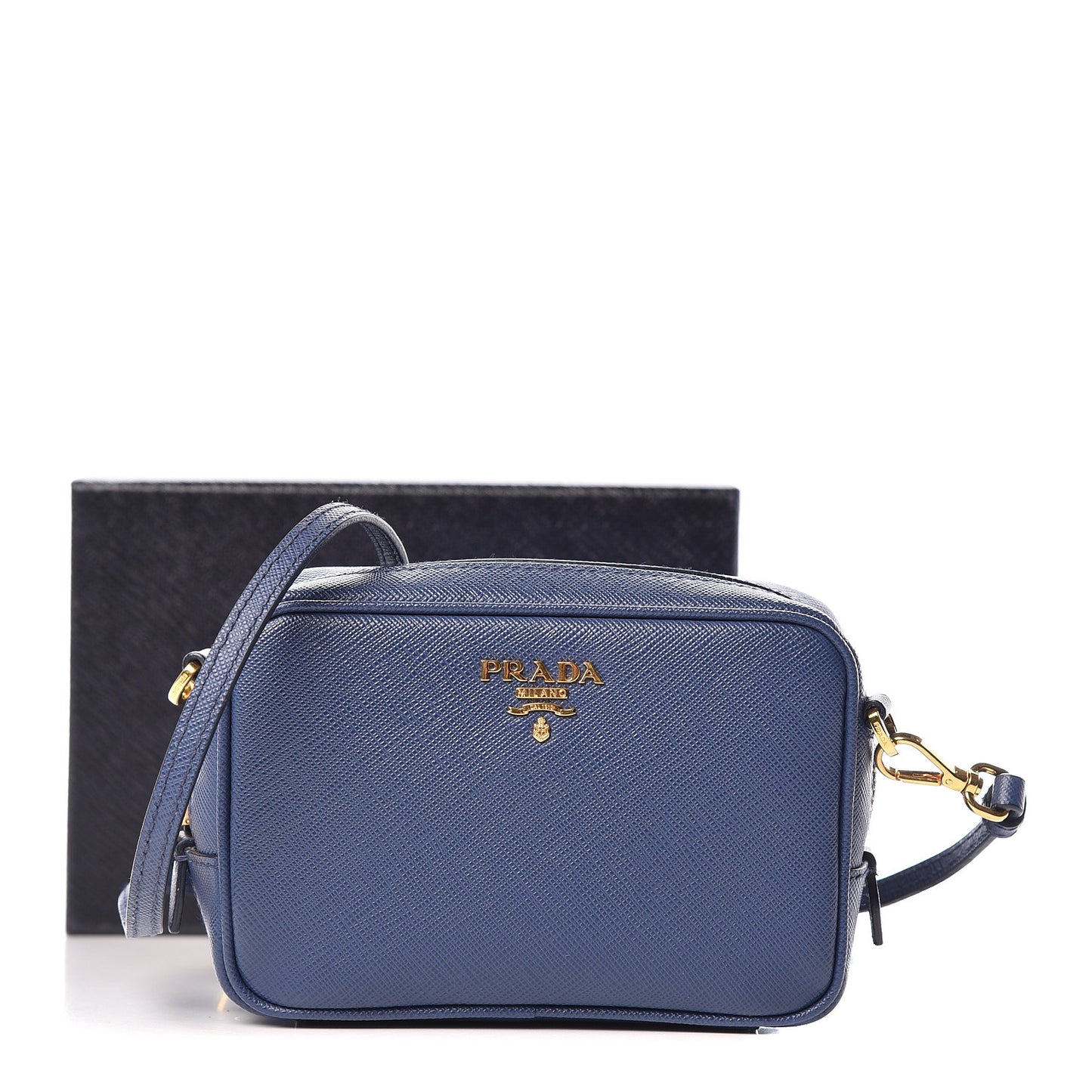 Saffiano Mini Camera Crossbody Bag Bleuette