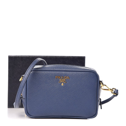 Prada Saffiano Mini Camera Crossbody Bag Bleuette 11 of 11