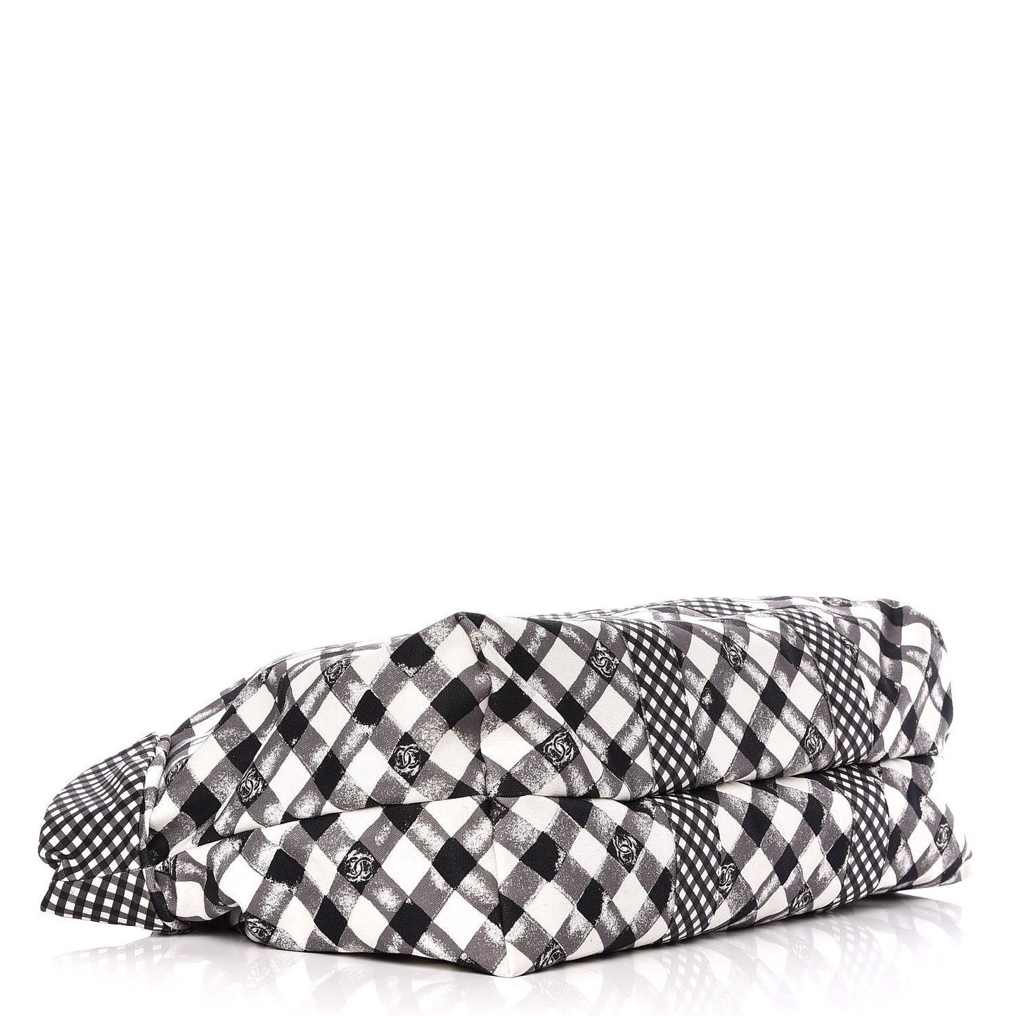 Canvas Gingham Printed CC Tote Black White