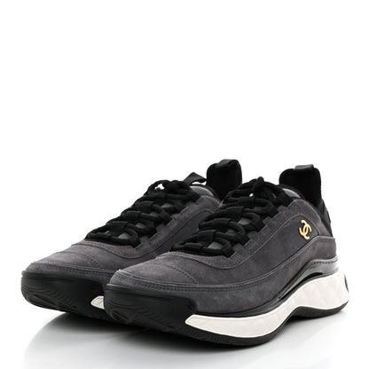 Chanel Suede Calfskin Nylon Grosgrain CC Sneakers 41 Gray 3 of 9