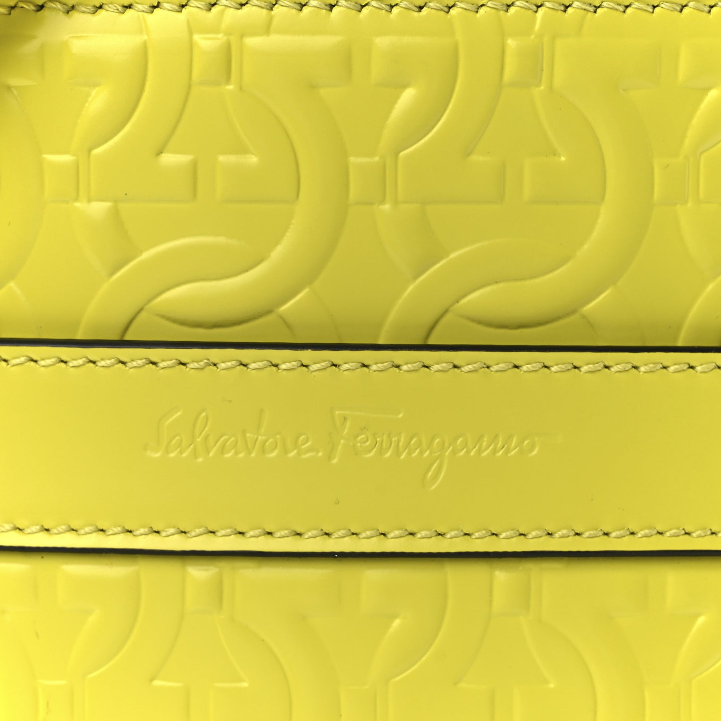 Calfskin Gancini Embossed Travel Pouch Neon Yellow