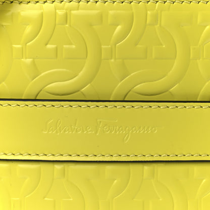 Salvatore Ferragamo Calfskin Gancini Embossed Travel Pouch Neon Yellow 6 of 10
