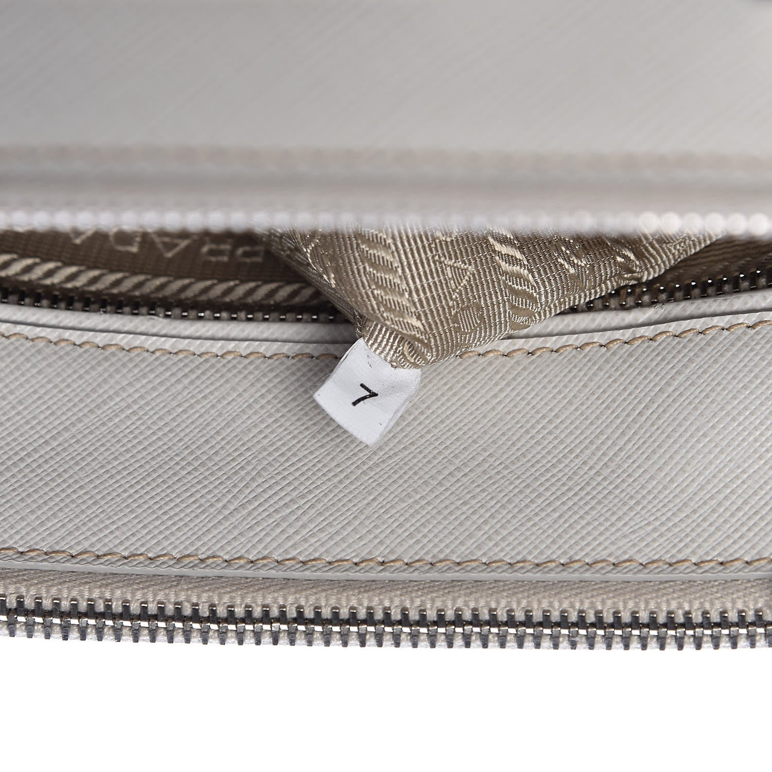 Prada Saffiano Lux Small Double Zip Tote Talco 7 of 10