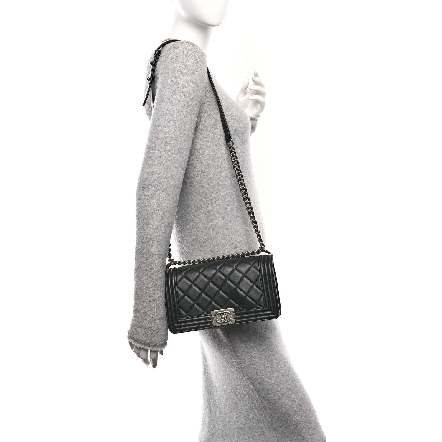 Chanel Calfskin Quilted Medium Boy Flap Black 2 of 11