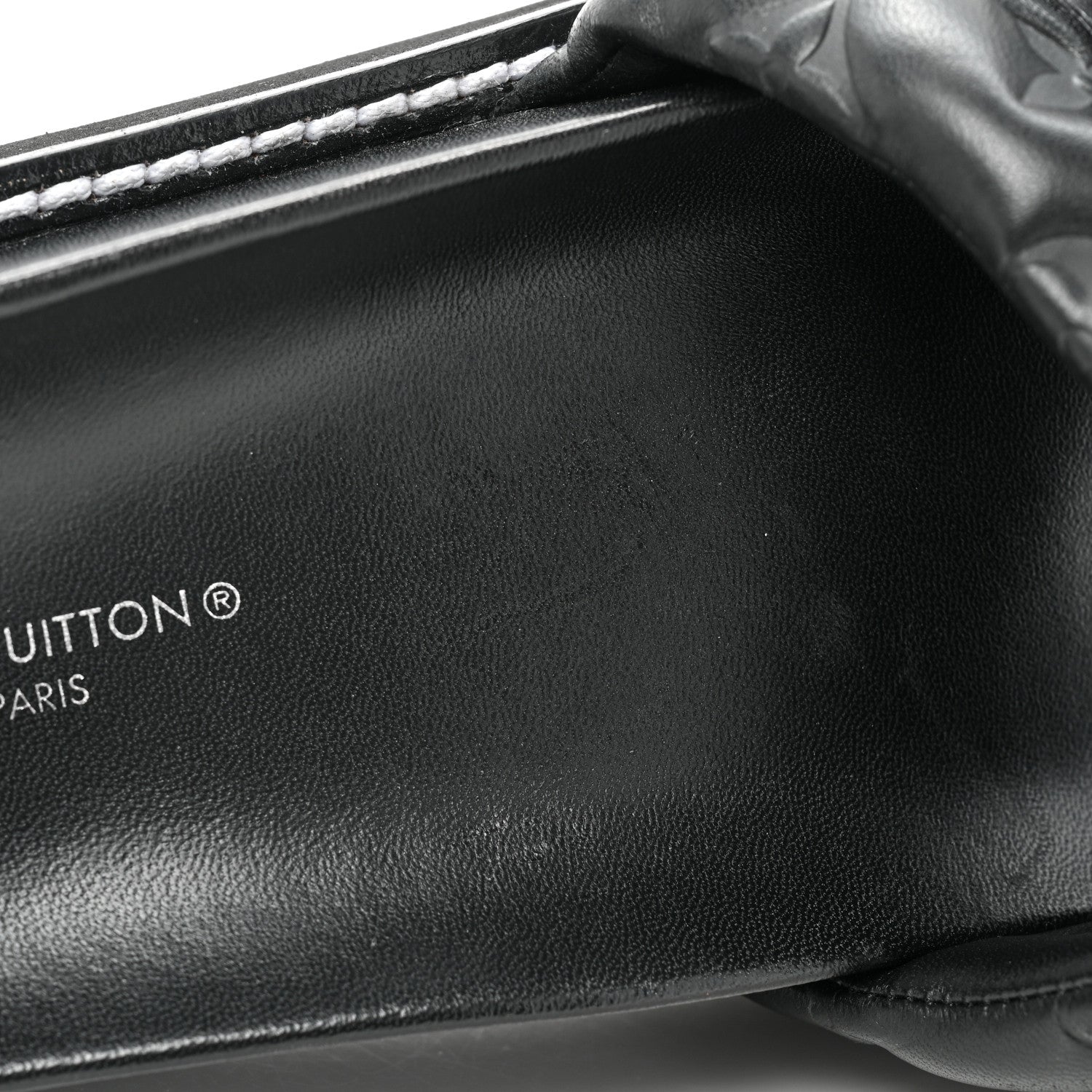 Louis Vuitton Calfskin Embossed Monogram Sunset Flat Comfort Mule 38 Black 9 of 10