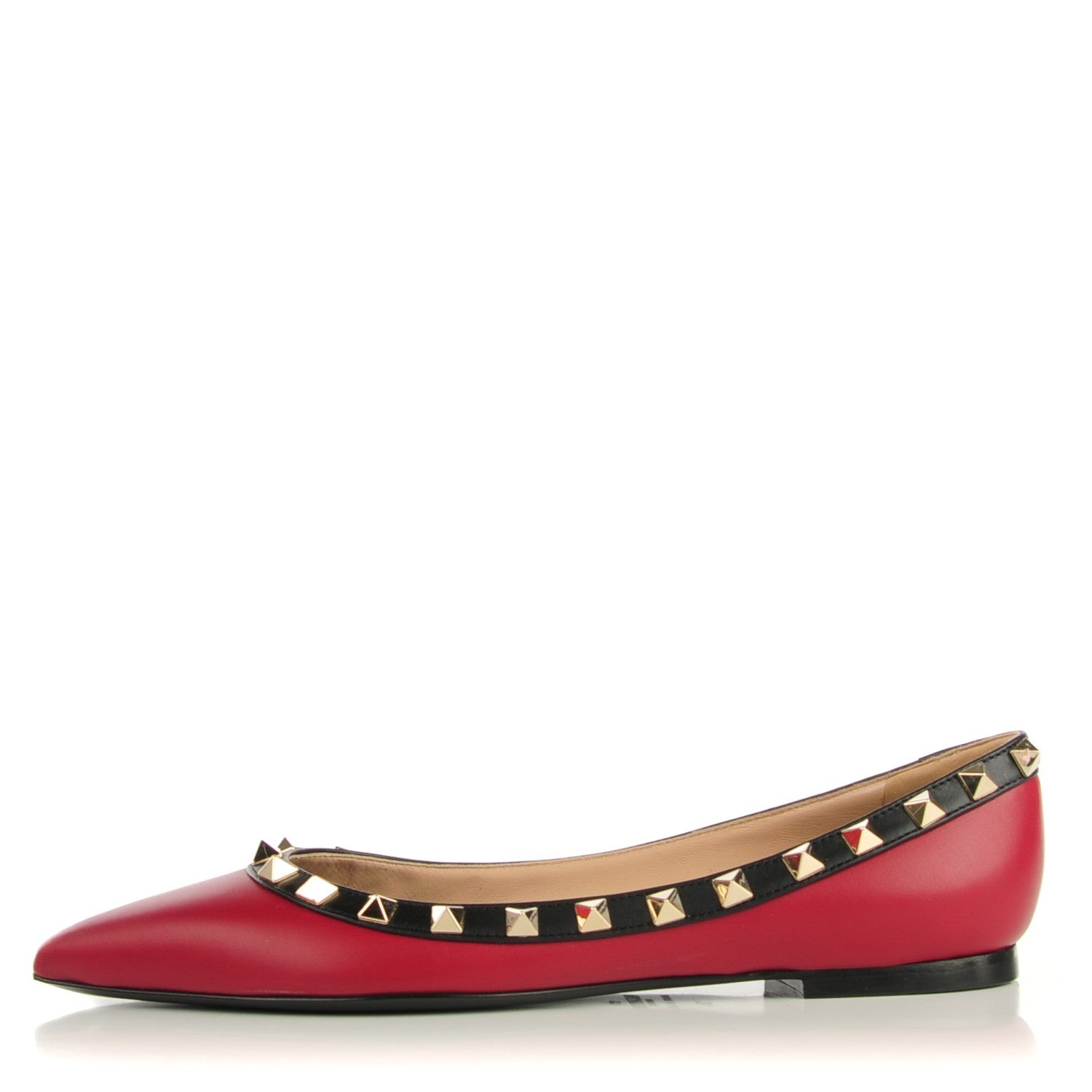 Valentino Garavani Nappa Rockstud Ballerina Flats 35 Scarlet Black 1 of 7