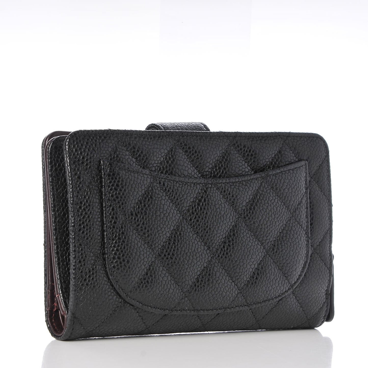 Caviar Quilted Zipped Pocket Wallet Black