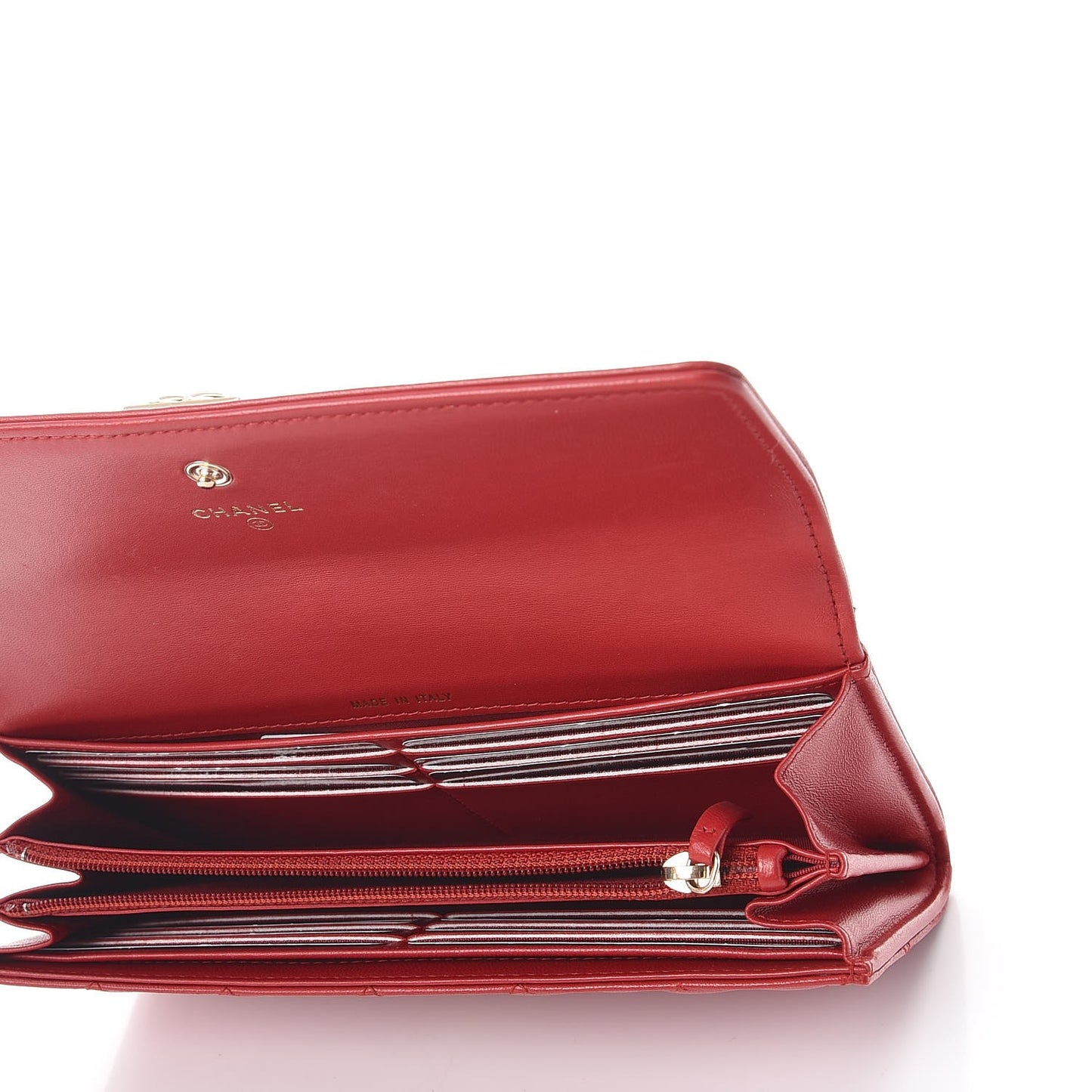 Lambskin Quilted Boy Flap Wallet Red