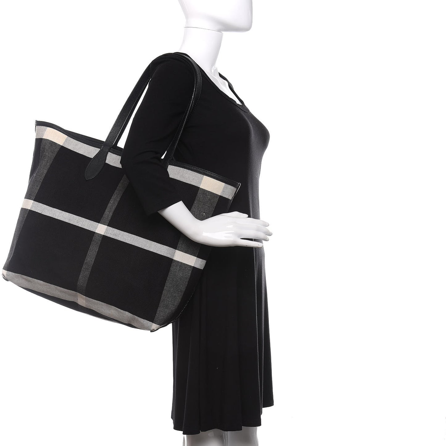 Coated Canvas Mega Check Sketchbook Medium Reversible Doodle Tote Black