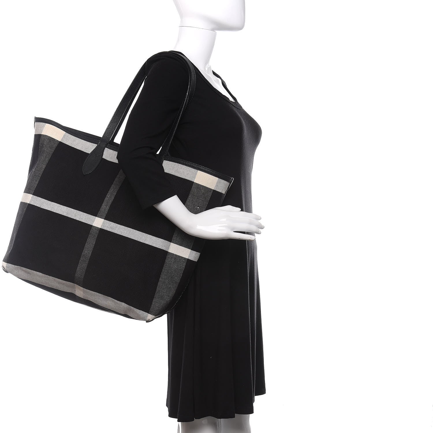 Burberry Coated Canvas Mega Check Sketchbook Medium Reversible Doodle Tote Black 2 of 14