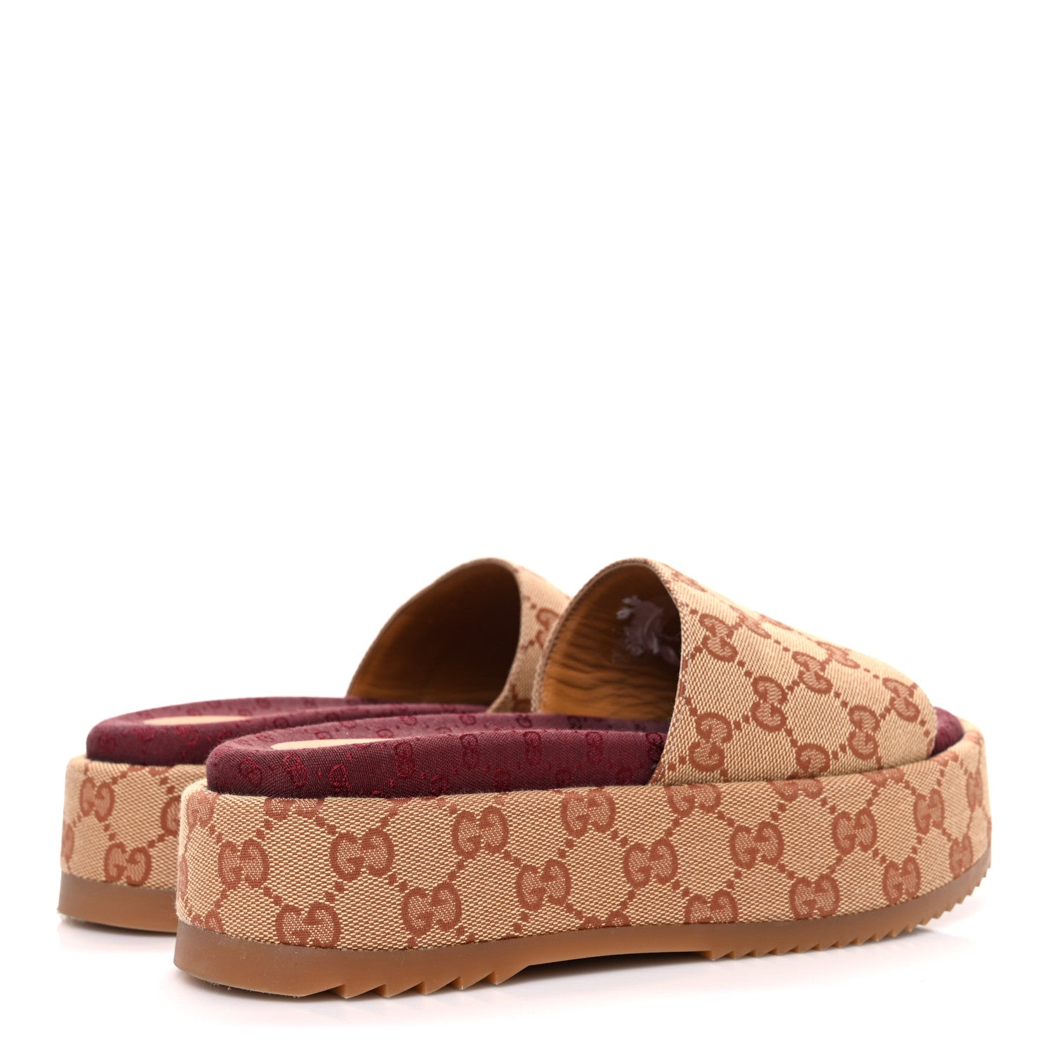 Gucci Canvas GG Monogram Angelina Platform Slide Sandals 36.5 Beige Ruggine 5 of 12