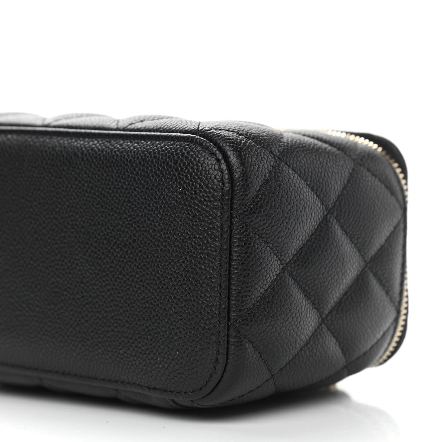 Caviar Quilted Small Tiny CC Vanity Case With Chain Black