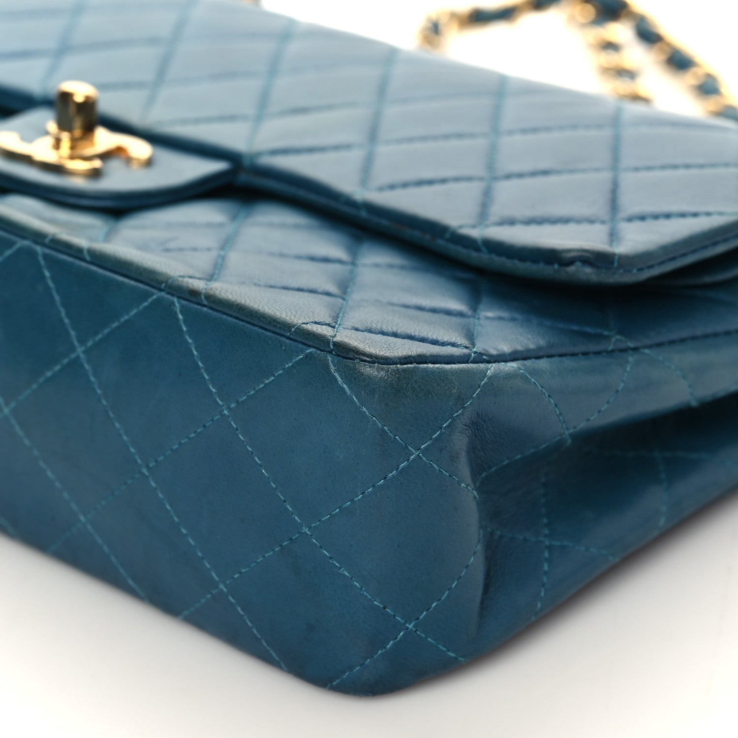 Chanel Lambskin Quilted Medium Double Flap Dark Blue 8 of 9