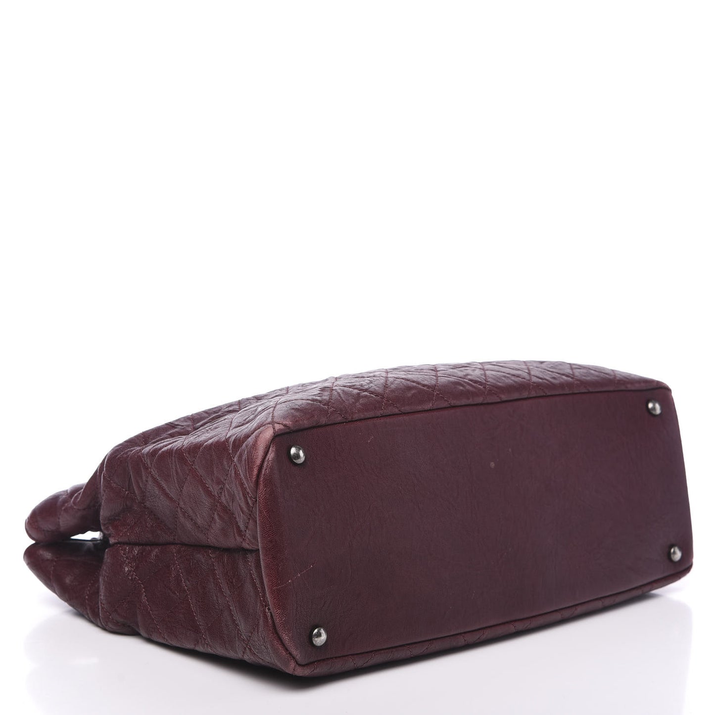 Crumpled Lambskin Quilted Large CC Shopping Tote Burgundy