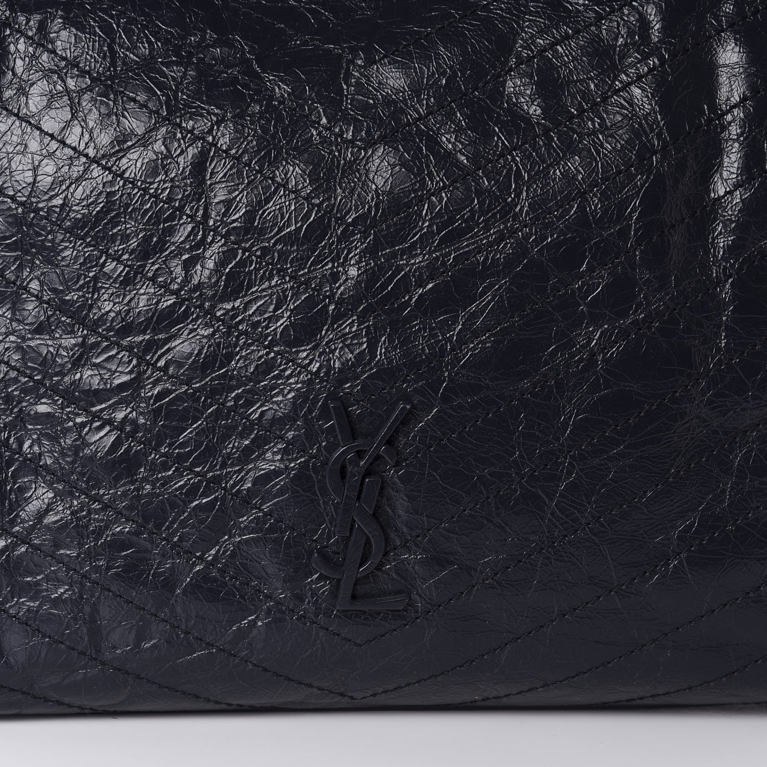 Saint Laurent Crinkled Calfskin Matelasse Monogram Niki Shoulder Bag Deep Marine 9 of 9