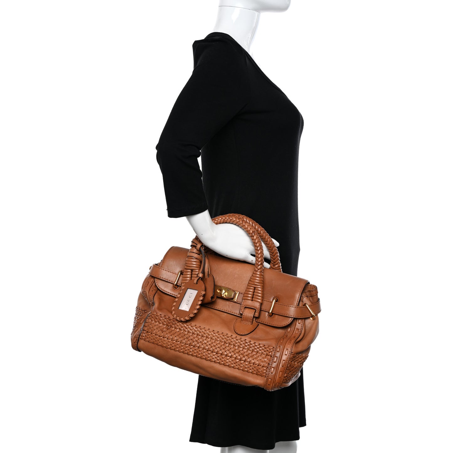 Calfskin Handmade Medium Top Handle Bag Brown