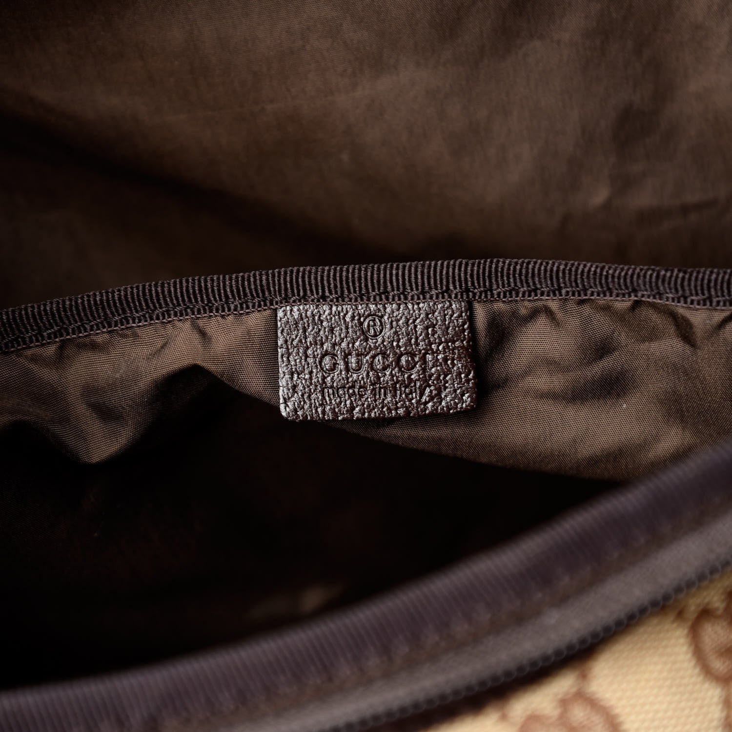 Gucci Monogram Natural Pigskin Large Diaper Bag Beige Ebony Cocoa Dark Chocolate 6 of 16