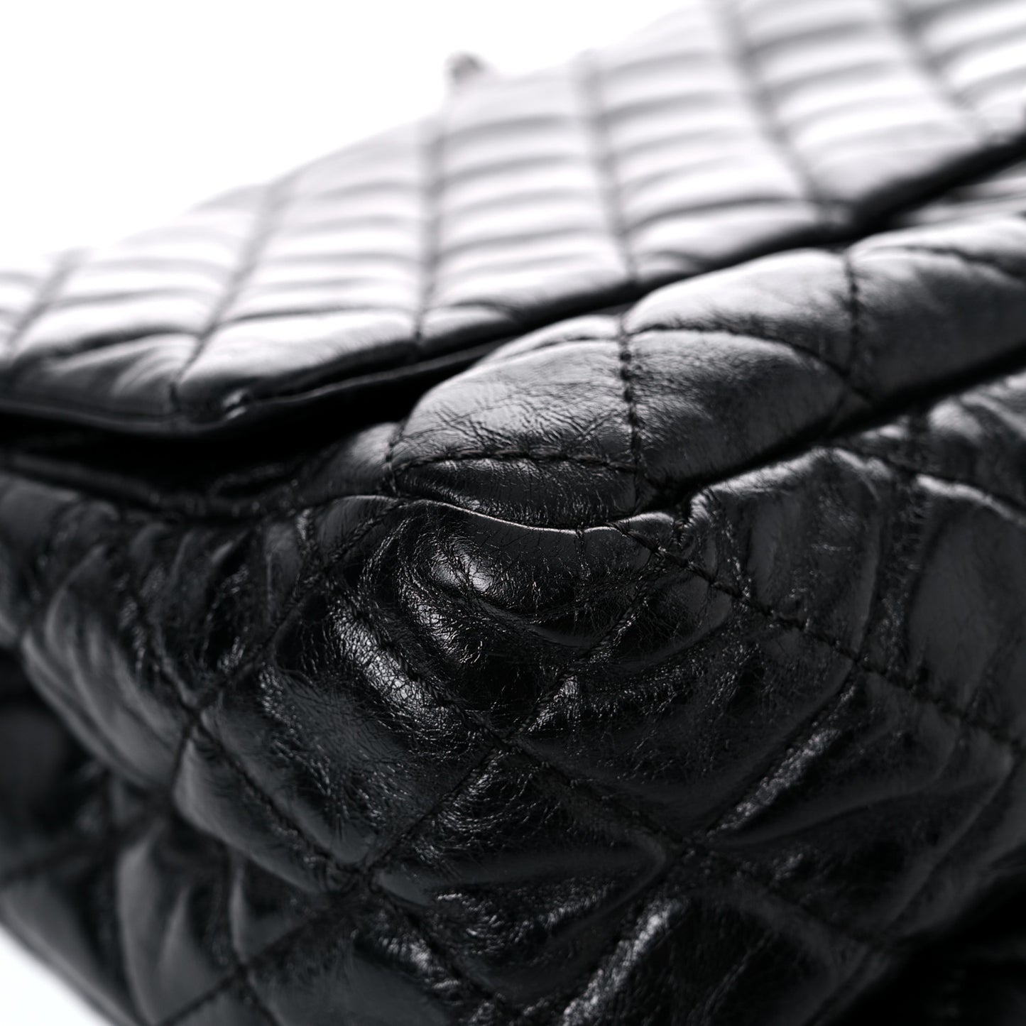 Metallic Aged Calfskin Quilted Reissue 2.55 Accordion Flap Black