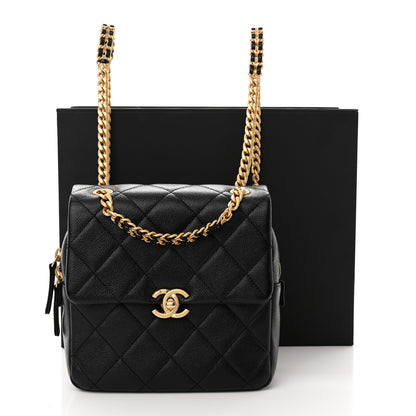 Chanel Shiny Caviar Quilted Chain Melody Backpack Black 11 of 11