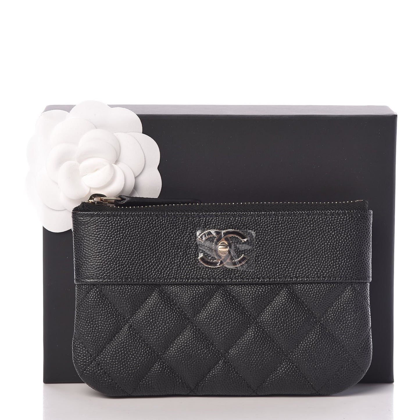 Caviar Quilted Small Vintage Mademoiselle Cosmetic Case Black