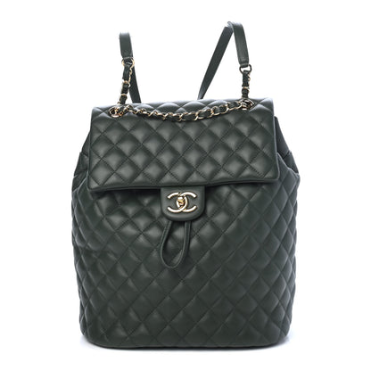 Chanel Lambskin Quilted Large Urban Spirit Backpack Dark Green 1 of 4