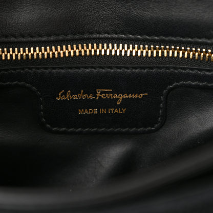 Salvatore Ferragamo Velvet Quilted Gancini Flap Bag Black 6 of 11