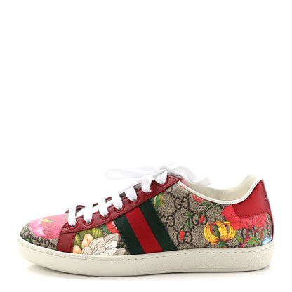 Gucci GG Supreme Monogram Flora Web Womens Ace Sneakers 35 Beige Multicolor Rosso 1 of 10